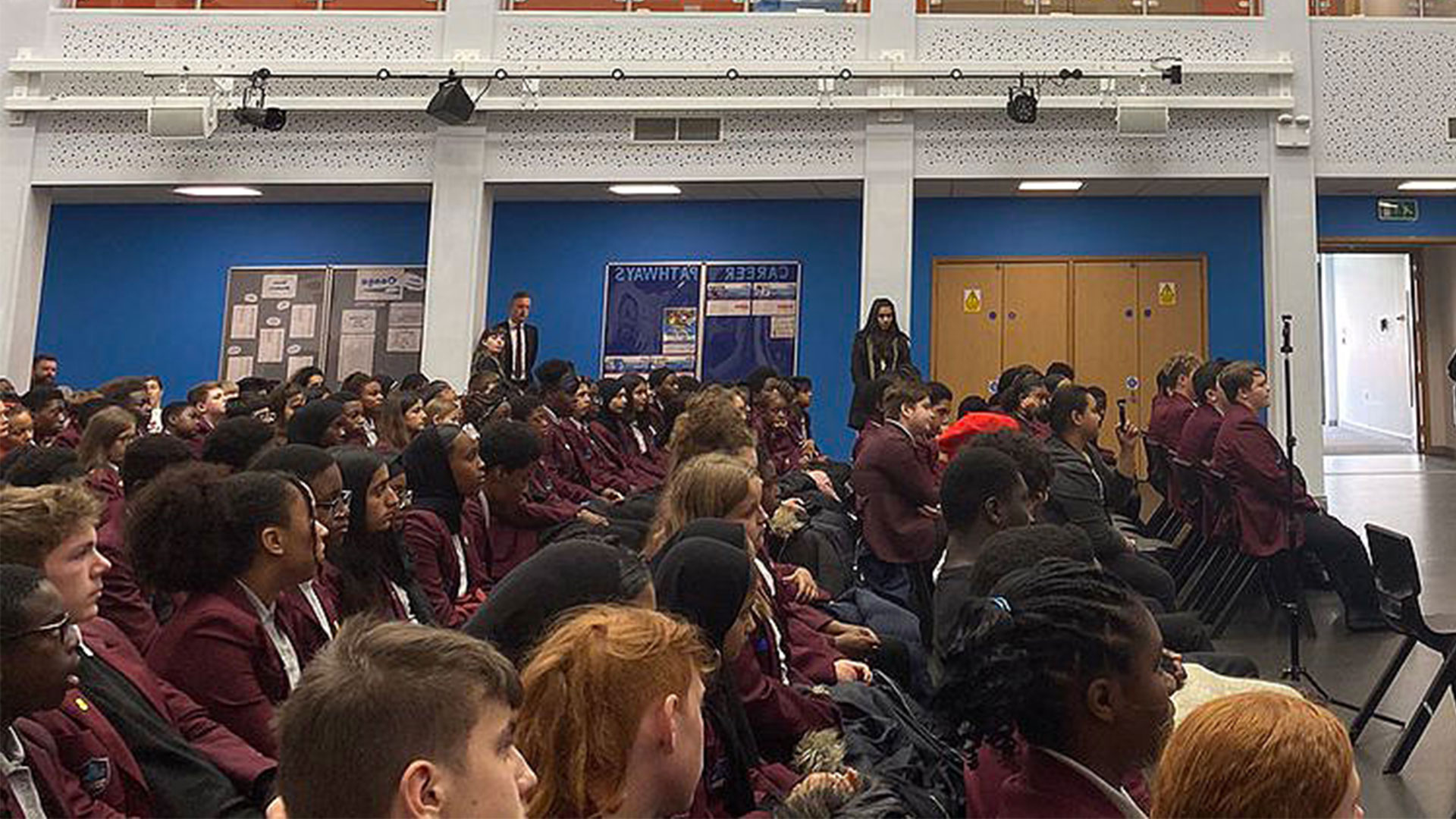 Riverside students in assembly hall